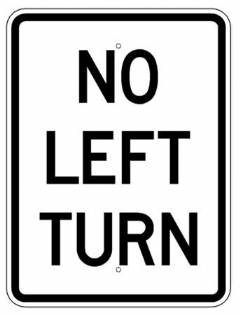 No Left Turn Letters